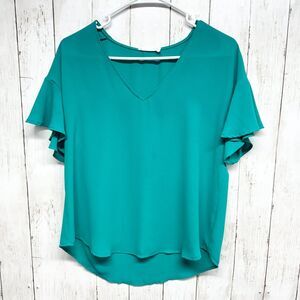 Lush Blouse‎ Women Size S Deep V Short Sleeve High Low Casual Business Casual
